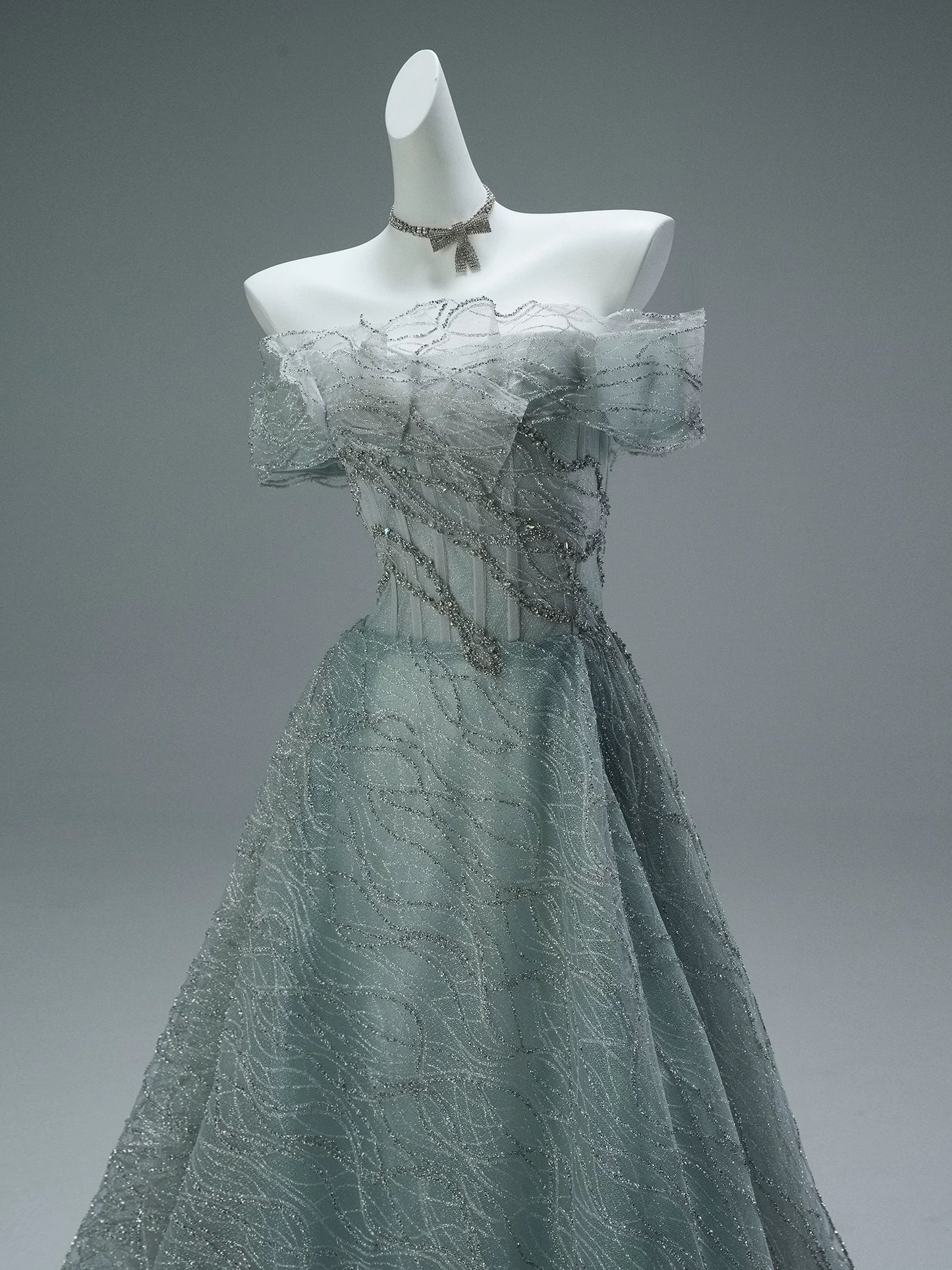 Sparkly Ball Gown Off The Shoulder Green With Beaded Date Night Outfits Semi Formal Prom Gown Evening Dresses RB5533