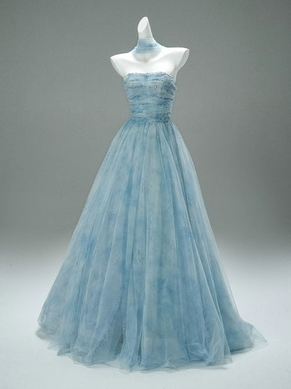Beautiful Ball Gown Strapless Ice Blue With Beading Long Quinceanera Dresses Sweet 15 Dress Formal Outfits RB5519