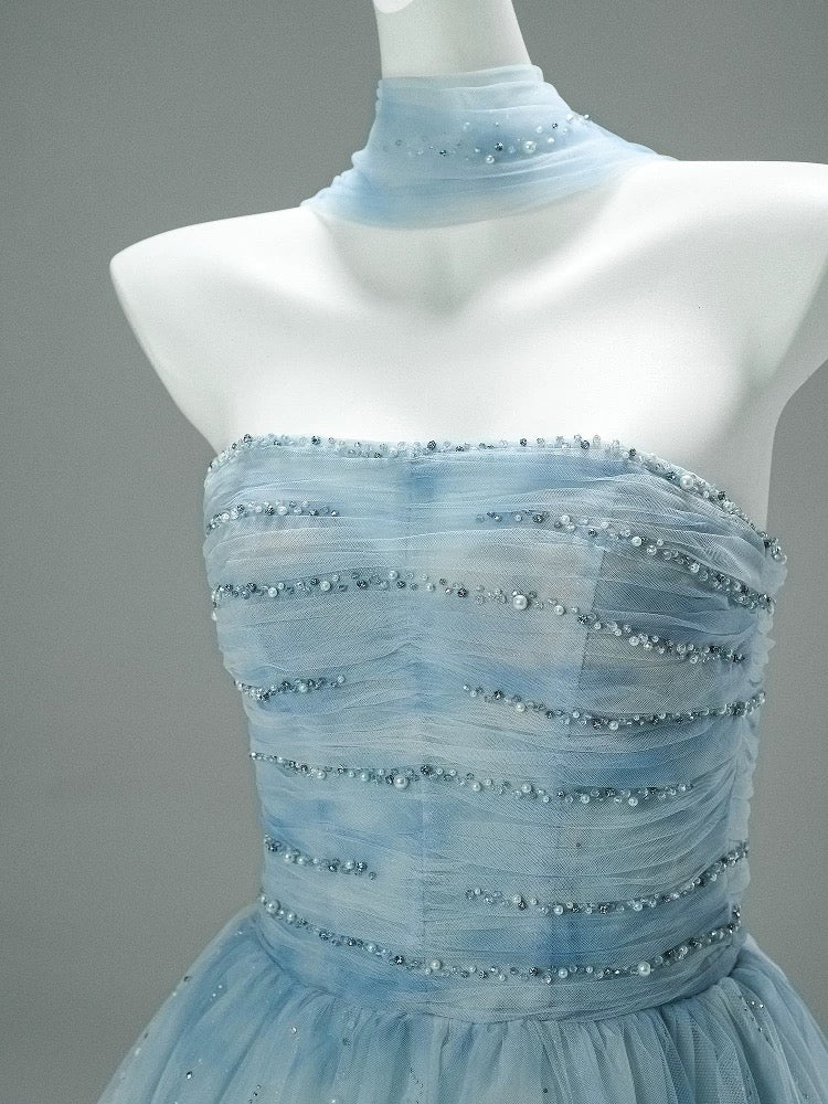 Beautiful Ball Gown Strapless Ice Blue With Beading Long Quinceanera Dresses Sweet 15 Dress Formal Outfits RB5519