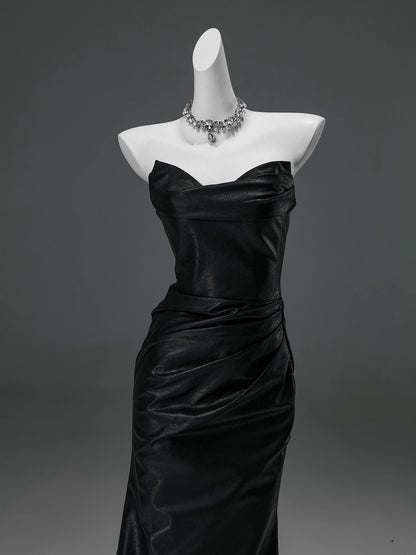 Sexy Mermaid Sweetheart Black Tie Dress Date Night Outfits Semi Formal Prom Gown Evening Dresses RB5539
