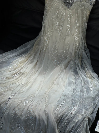 Charming Prom Dresses Mermaid Spaghetti Strap Champagne Chiffon Floor Length Evening Outfits N3584