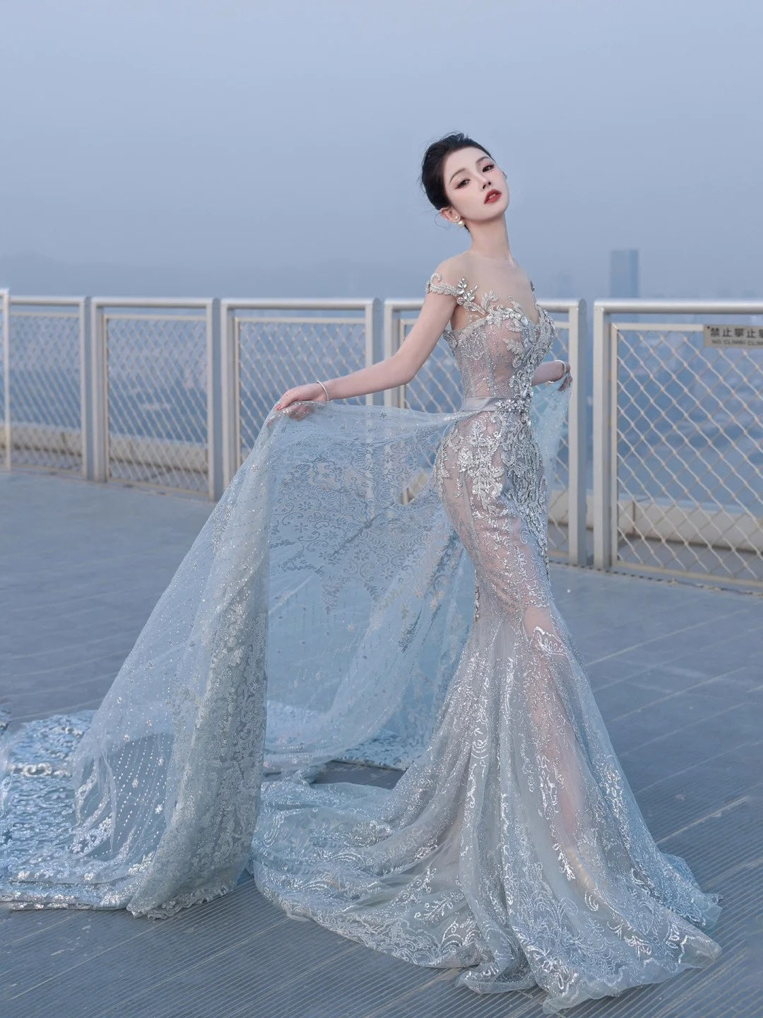 Sparkly Mermaid Wedding Dresses Off The Shoulder Sequins Silver Gray Long Brides Dress Fitted Bridal Gown N1266