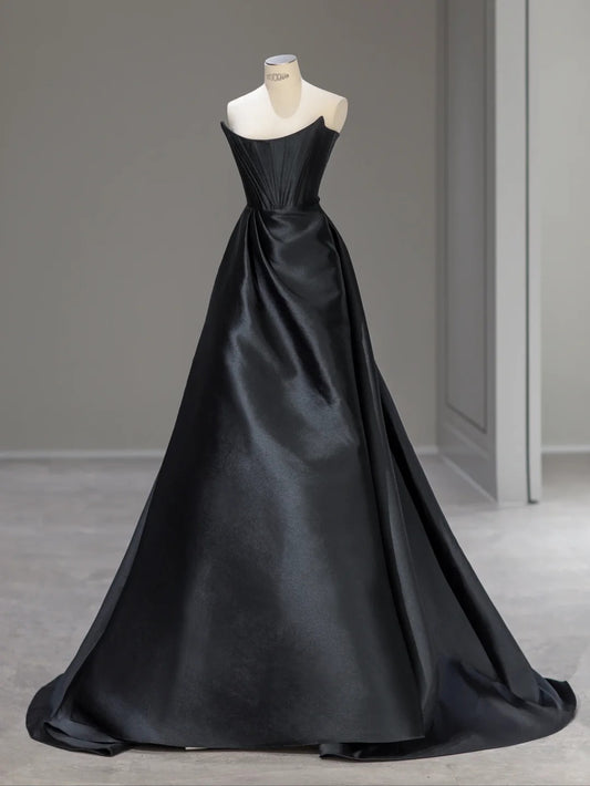 Beautiful Ball Gown Strapless Black Tie Dress Long Prom Dresses Inspo Evening Outfits RB3995