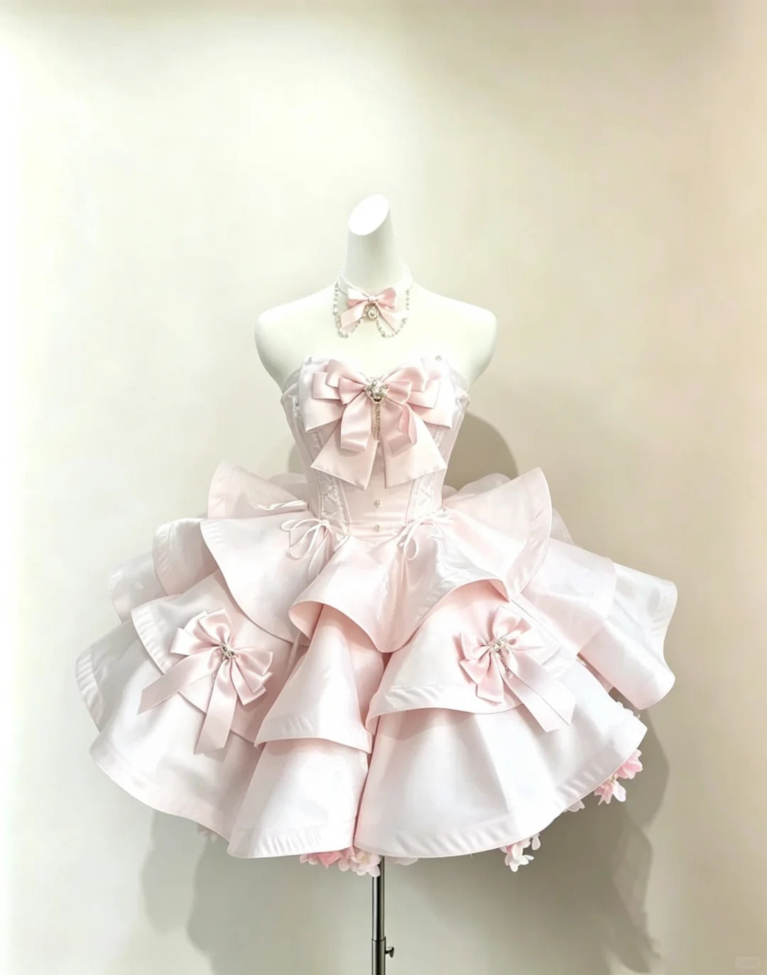 Elegant Ball Gown Sweetheart Pink Satin With Bow Lolita Dress Homecoming Dresses Cocktail Hoco Outfit RB4674