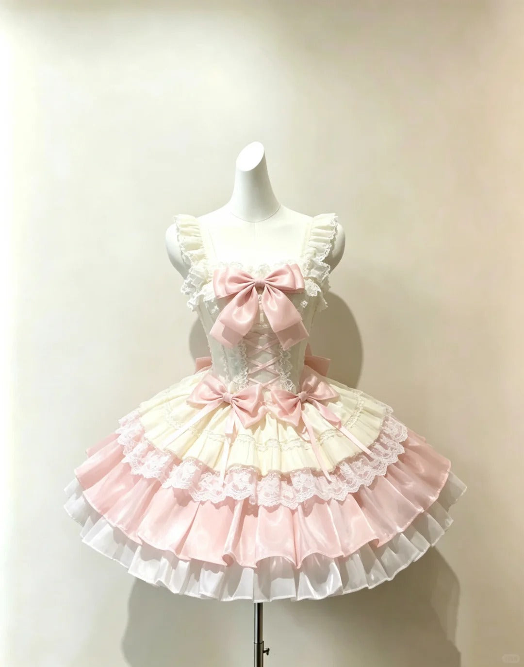 Elegant Ball Gown Square Neck Pink Satin With Bow Lolita Dress Homecoming Dresses Cocktail Hoco Outfit RB4675