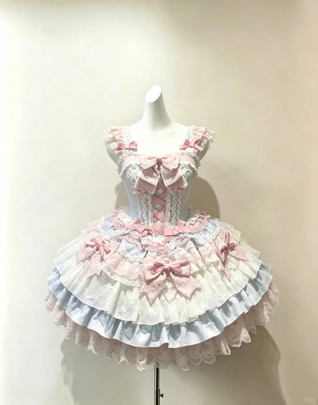 Elegant Ball Gown Square Neck Colorful Lace Satin With Bow Lolita Dress Homecoming Dresses Hoco Outfit RB4676