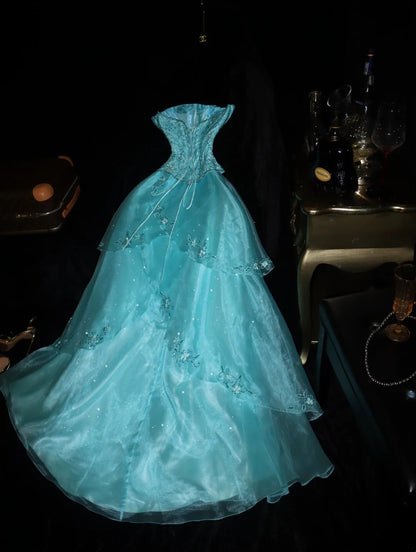 Elegant A line Sweetheart Blue With Beading Perfection-Formal Goals Nigh Evening Long Prom Dress Party Outfits RB6744