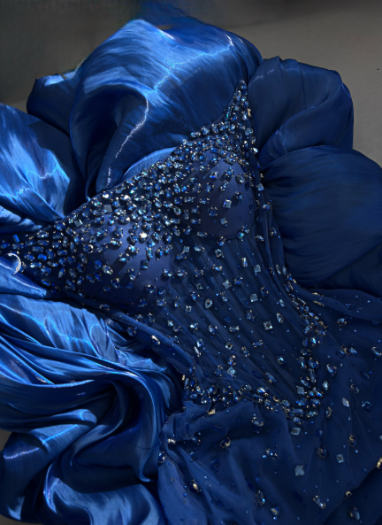 Modest A Line Strapless Royal Blue Sequins With Beads Evening Dresses High School Teens Senior Night Dance Party Outfits N001