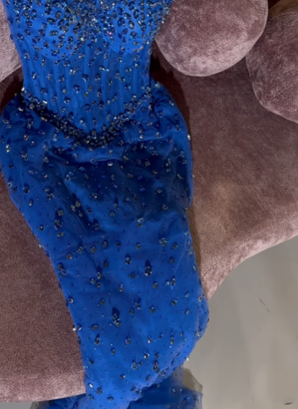 Modest A Line Strapless Royal Blue Sequins With Beads Evening Dresses High School Teens Senior Night Dance Party Outfits N001