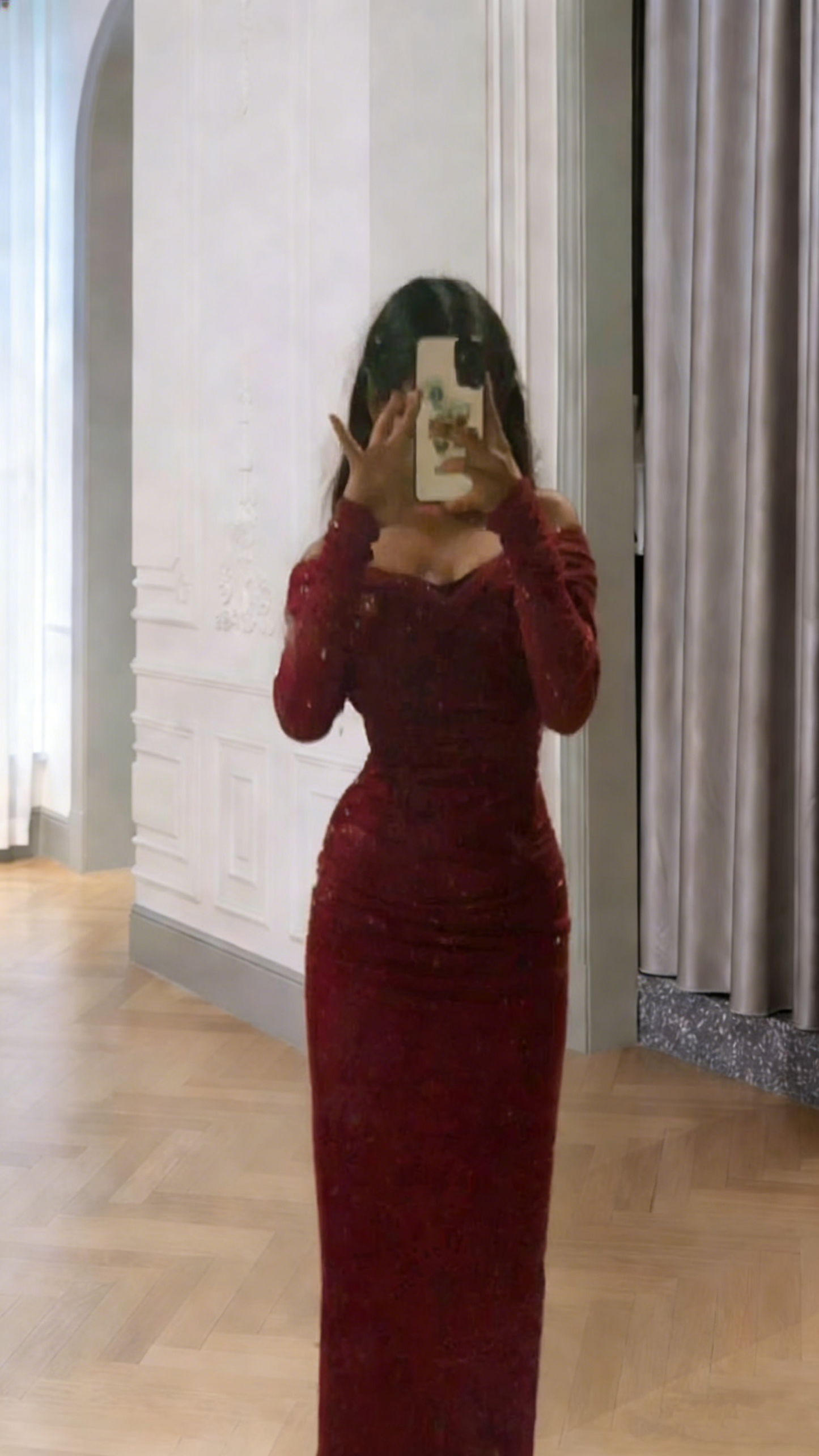 Modest Mermaid Off The Shoulder Burgundy With Long Sleeves Evening Dresses High School Teens Senior Night Dance Party Outfits N007