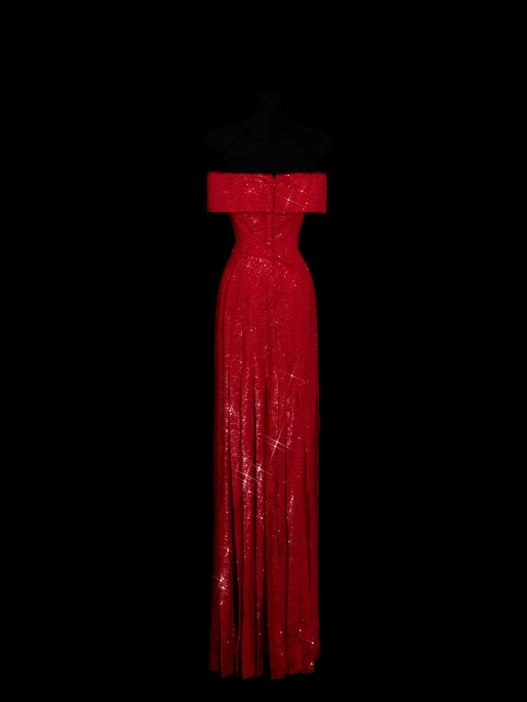 Chic A line Off The Shoulder Red Pleated Ruffle Sequin Long Prom Dresses Inspiration Evening Gowns Formal Party Dress N152
