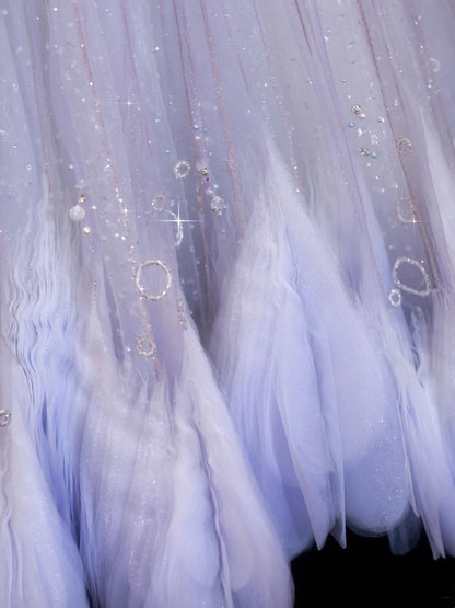 Chic Ball Gown Strapless Lilac  With Beaded Crystals Bodice Inspo Formal Party Gowns Prom Dresses N154