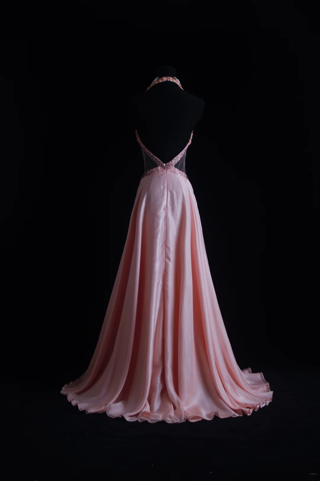 Vintage Prom Dresses Aesthetic A line Halter Pink Backless Beaded Bodice Inspo Formal Party Gown N168