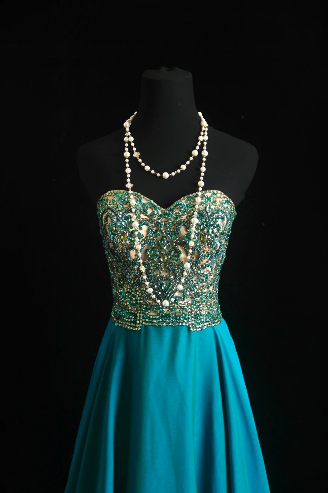 Vintage Prom Dresses Aesthetic A line Sweetheart Beaded Bodice Inspo Blue Formal Party Gown N169
