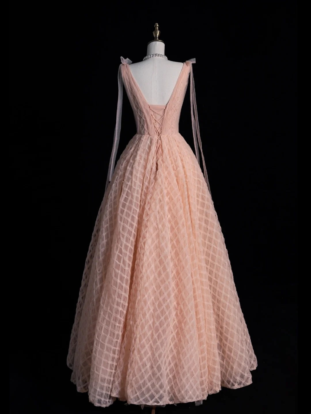 Beautiful Ball Gown V Neck Blush Pink Long Prom Dresses Formal Gowns Inspo Evening Outfit N238