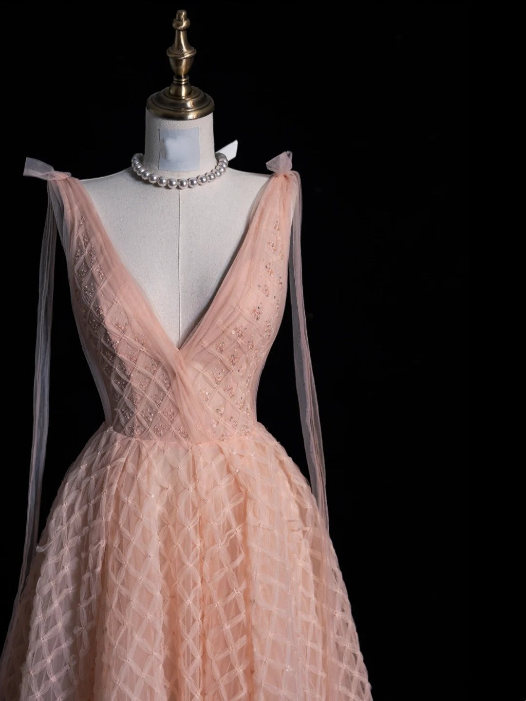 Beautiful Ball Gown V Neck Blush Pink Long Prom Dresses Formal Gowns Inspo Evening Outfit N238