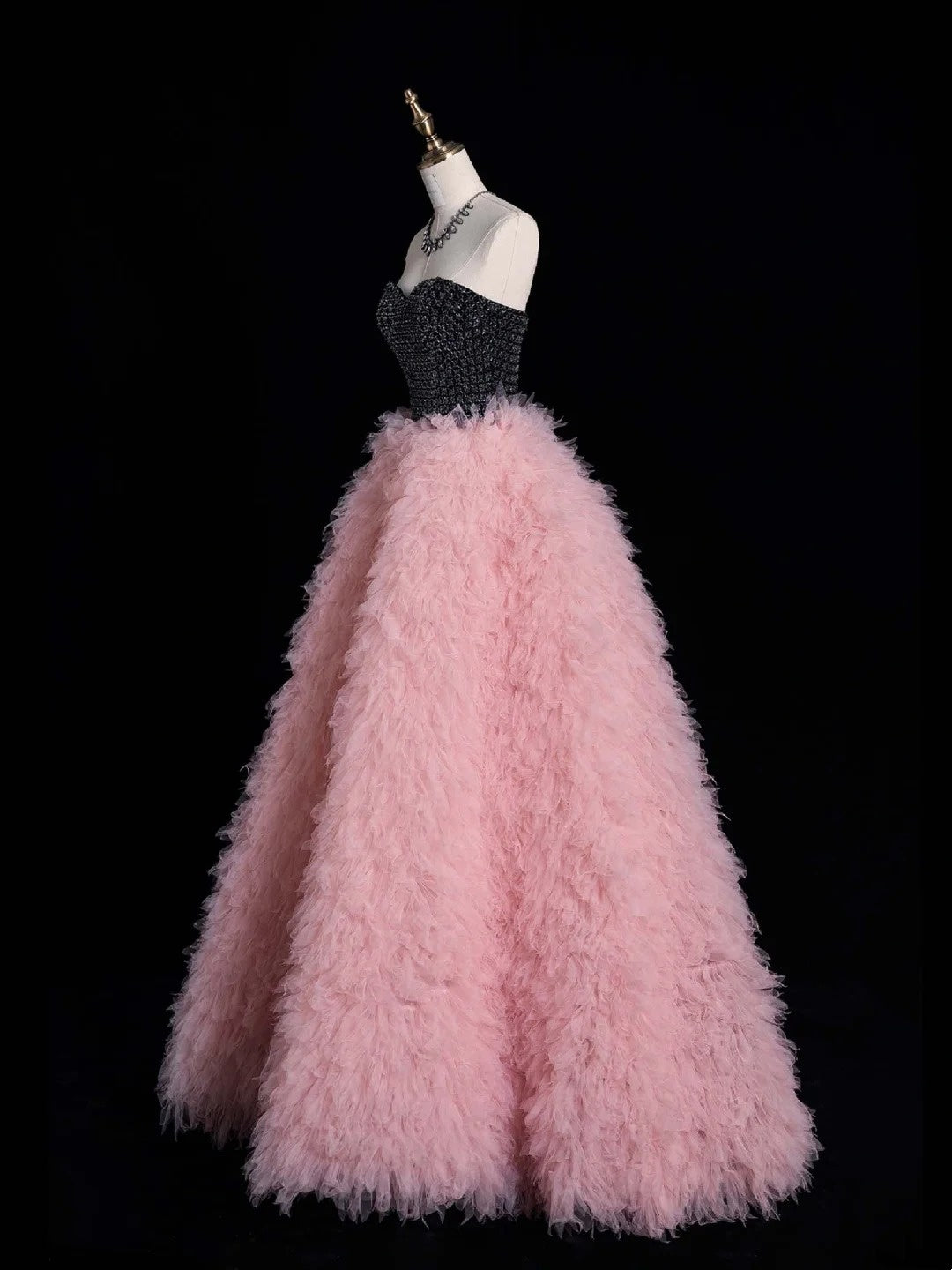 Beautiful Ball Gown Sweetheart Tulle Pink Long Prom Dresses Formal Gowns Inspo Evening Outfit N239
