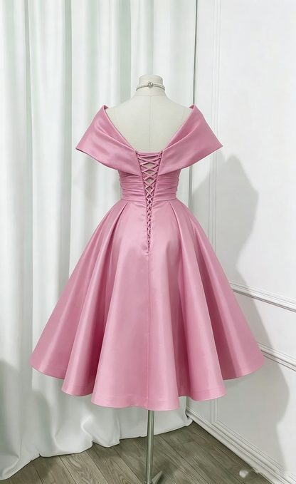 Pretty Ball Gown Off The Shoulder Pink Short Mini Homecoming Dresses Graduation Dress N2435