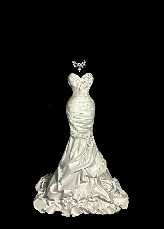 Princess Wedding Dresses Mermaid Sweetheart With Appliqued Summer Long Wedding Dress N4238