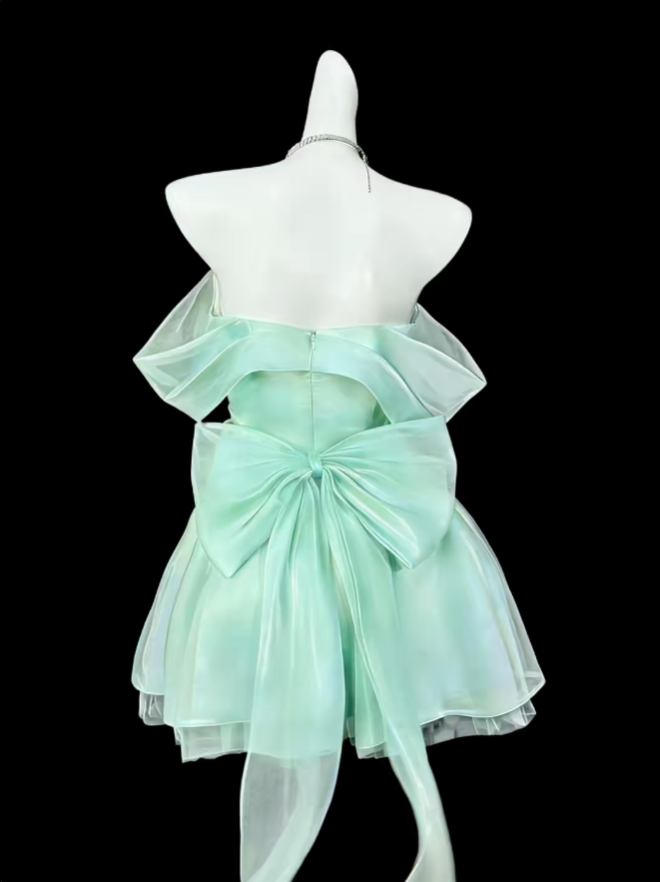Sweet Ball Gowns Off The Shoulder Mint Green Short Mini Party Dress Cocktail Homecoming Dresses N4303