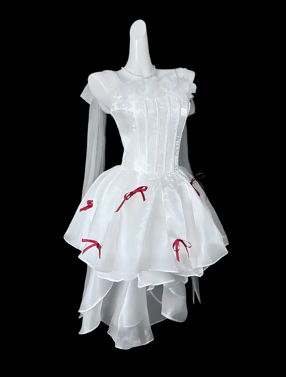 2026 New Homecoming Dresses Short Mini White With Bow Graduation Cocktail Dress N4315