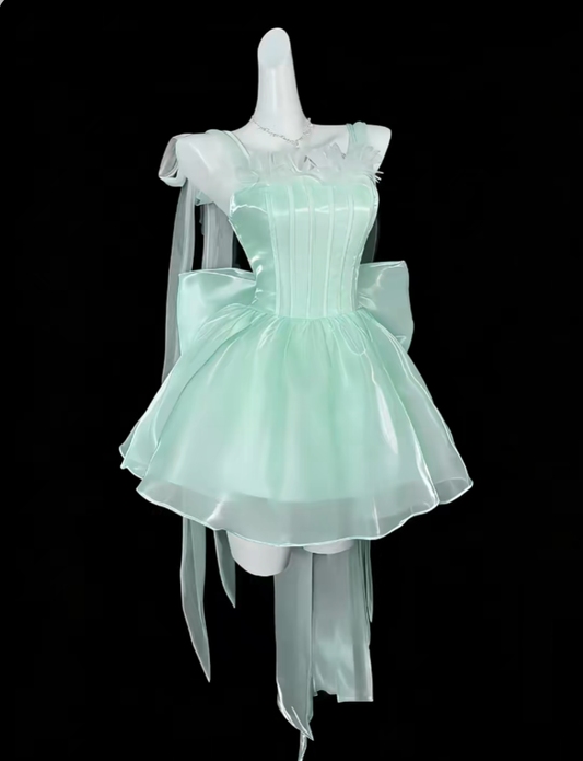 Sweet Ball Gowns Spaghetti Strap Mint Green Short Mini Party Dress Cocktail Homecoming Dresses N4320