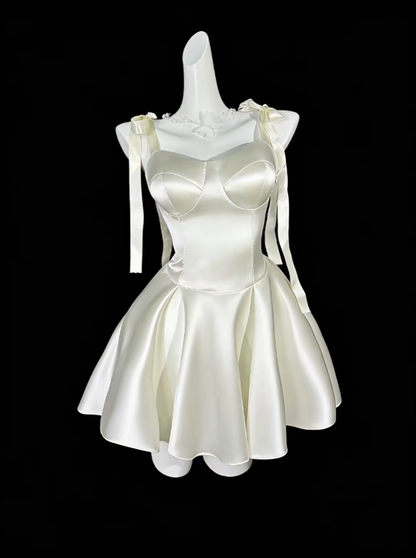 Sweet A Line Spaghetti Strap Satin Short Mini Party Dress Cocktail Homecoming Dresses N4322