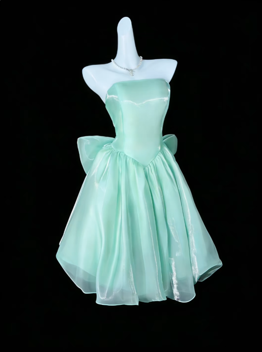 2026 New Homecoming Dresses Mint Green Strapless Knee Length With Bow Graduation Cocktail Dress N4325
