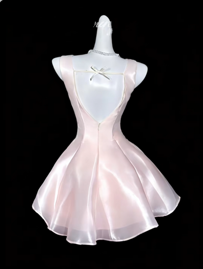 Sweet Ball Gown Square Neck Pink Short Mini Party Dress Cocktail Homecoming Dresses N4325