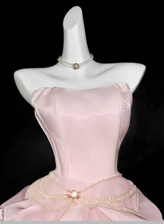 Unique Ball Gowns Strapless Pink Short Mini Party Cocktail Homecoming Dresses N4415
