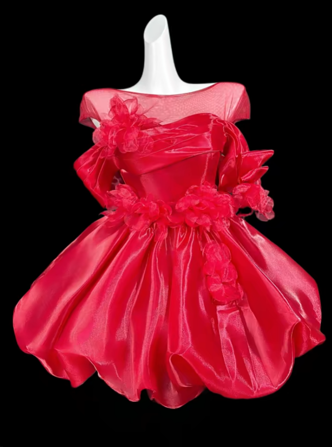 Sweet Ball Gown Off The Shoulder Red Short Mini Party Birthday Cocktail Homecoming Dresses N4416
