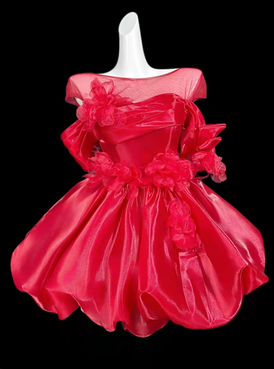 Sweet Ball Gown Off The Shoulder Red Short Mini Party Birthday Cocktail Homecoming Dresses N4416