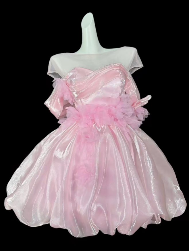 Sweet Ball Gown Off The Shoulder Pink Short Mini Party Birthday Cocktail Homecoming Dresses N4355