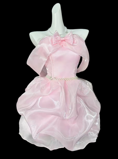 Unique Ball Gowns Off The Shoulder Pink Short Mini Party Cocktail Homecoming Dresses N4362