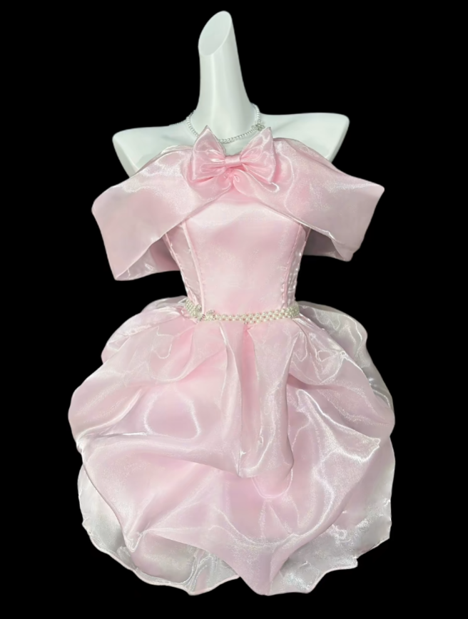 Unique Ball Gowns Off The Shoulder Pink Short Mini Party Cocktail Homecoming Dresses N4362
