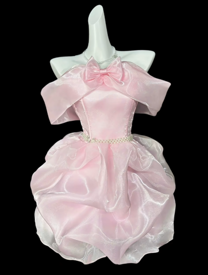 Unique Ball Gowns Off The Shoulder Pink Short Mini Party Cocktail Homecoming Dresses N4362