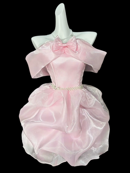 Unique Ball Gowns Off The Shoulder Pink Short Mini Party Cocktail Homecoming Dresses N4362