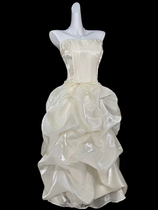 Sweet Ball Gown Strapless Middle Tea Length Party Cocktail Homecoming Dresses N4369