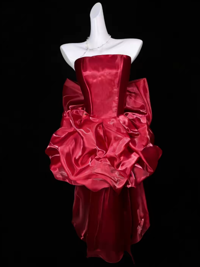 Pretty Ball Gown Strapless Short Mini Burgundy Graduation High School Party Cocktail Homecoming Dresses N4371