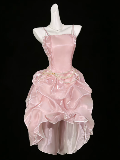Sweet Ball Gown Spaghetti Strap How Low Pink Party Cocktail Homecoming Dresses N4372