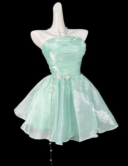 Pretty Ball Gown Strapless Short Mini Mint Green Graduation High School Party Homecoming Dresses N4373
