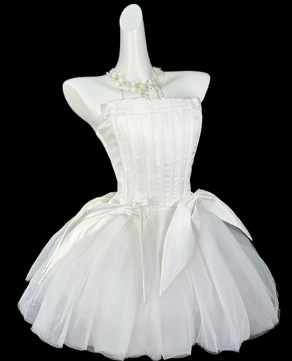 Pretty Ball Gown Strapless Short Mini Mint White Tulle Graduation High School Party Homecoming Dresses N4378