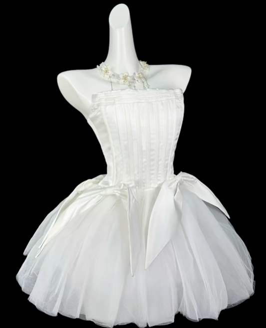 Pretty Ball Gown Strapless Short Mini Mint White Tulle Graduation High School Party Homecoming Dresses N4378