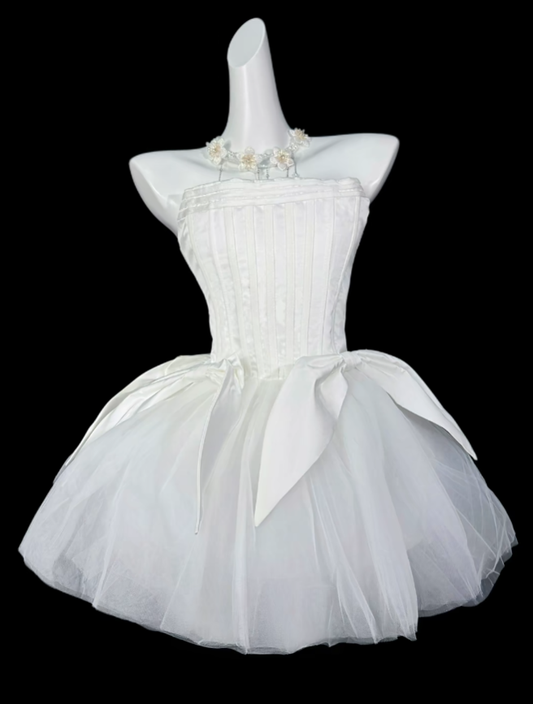Pretty Ball Gown Strapless Short Mini Mint White Tulle Graduation High School Party Homecoming Dresses N4378