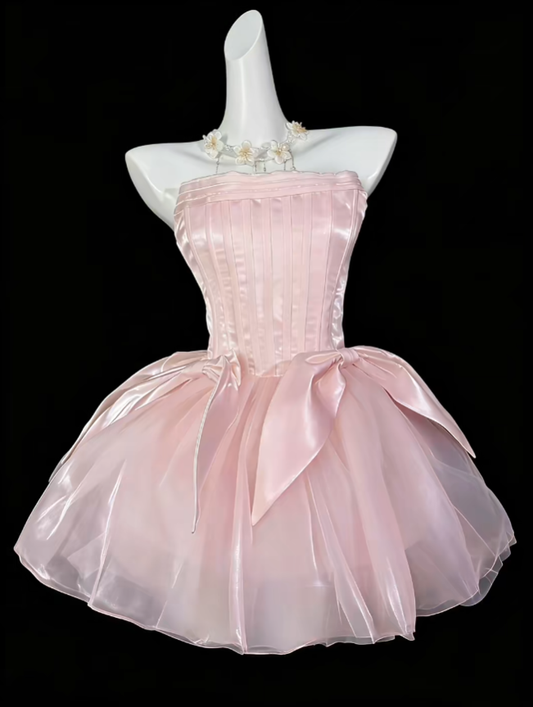 Pretty Ball Gown Strapless Short Mini Mint Pink Graduation High School Party Homecoming Dresses N4381