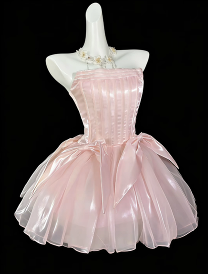 Pretty Ball Gown Strapless Short Mini Mint Pink Graduation High School Party Homecoming Dresses N4381