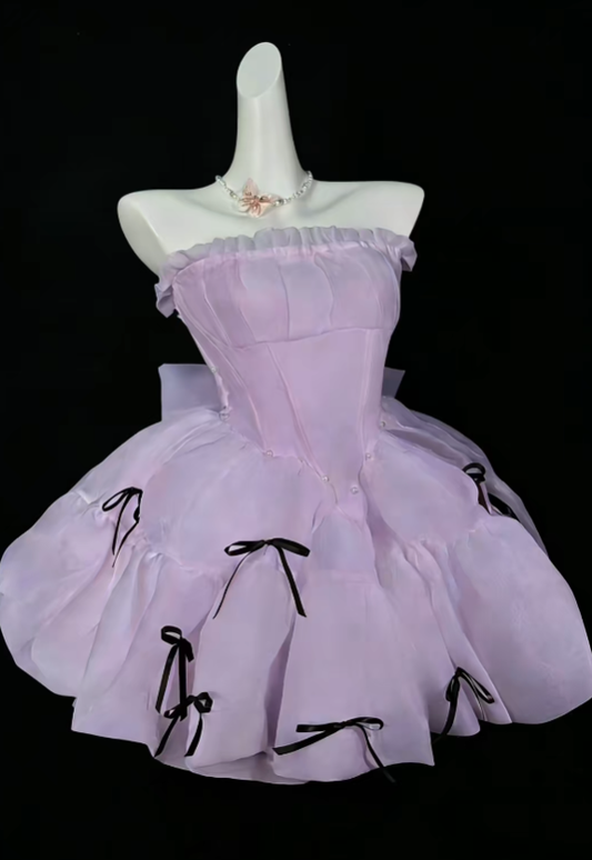 Beautiful Ball Gown Strapless Short Mini Mint Lilac Graduation High School Party Homecoming Dresses N4383