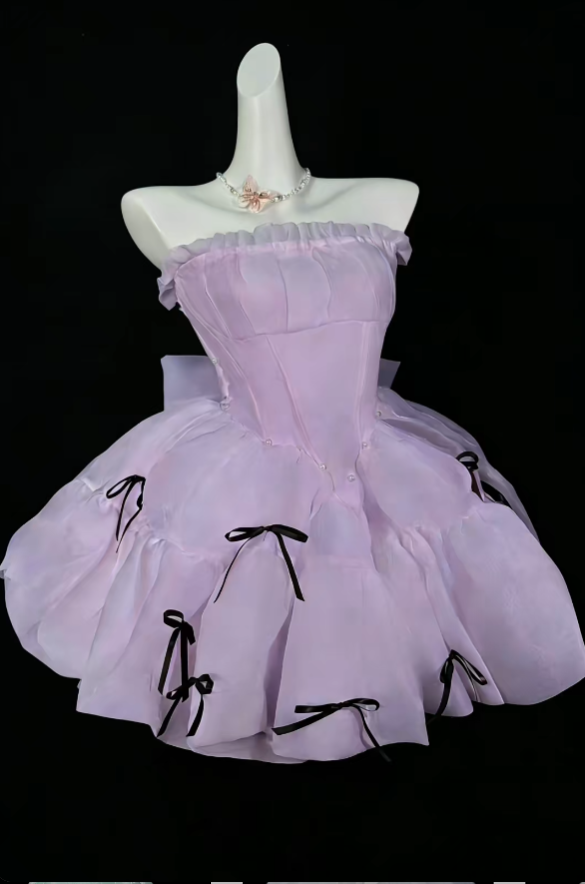 Beautiful Ball Gown Strapless Short Mini Mint Lilac Graduation High School Party Homecoming Dresses N4383