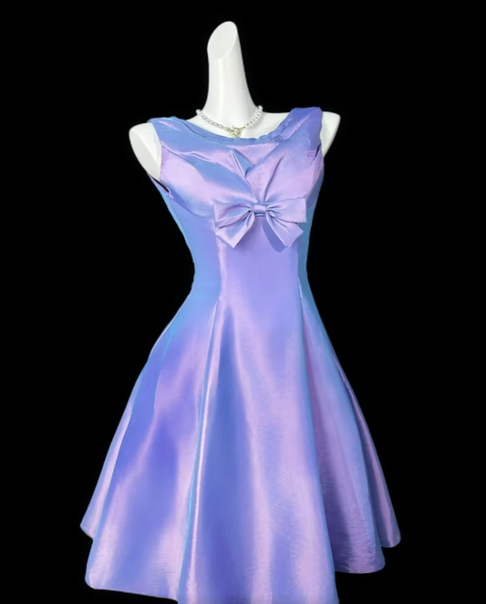Beautiful A Line Scoop Knee Length Lilac Graduation High School Party Homecoming Dresses N4384
