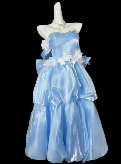 Modest Ball Gown Sweetheart Mint Green With Flowers Long Evening Dresses Night Date Prom Dress For Women N4388